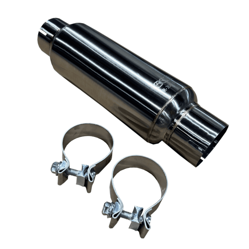 Kooks Headers — Kooks 3in Round Clamp In Muffler 10in Long Body Polished Stainless Steel
3in. Round Muffler
3" Round Muffler - view 1