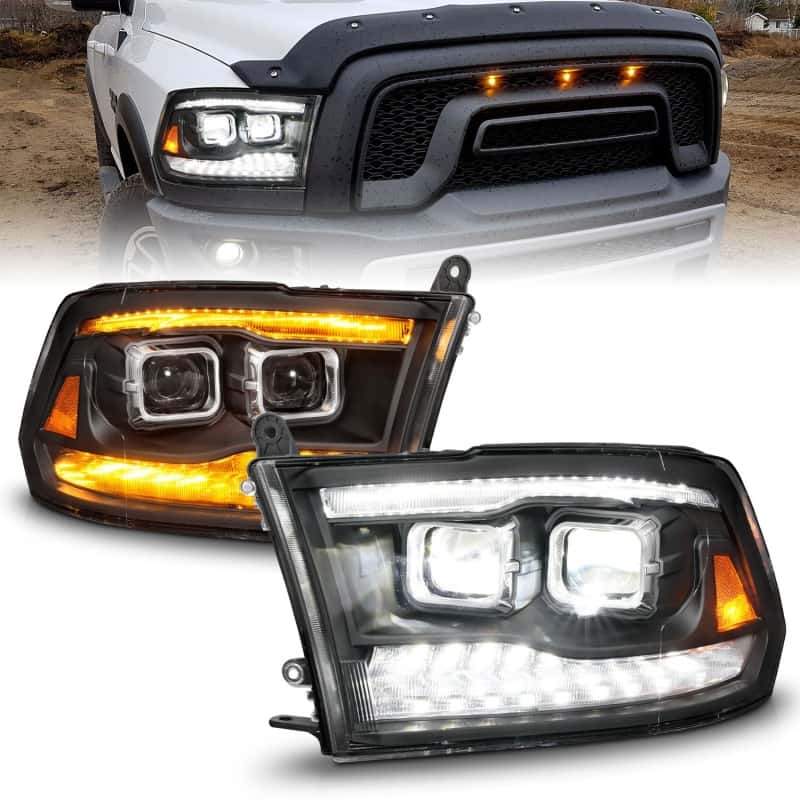ANZO — ANZO 09-18 Dodge Ram 1500/2500/3500 Full LED Proj Headlights w/Switchback Light Bar - Black
Head Light Set
HdLtSet - view 1
