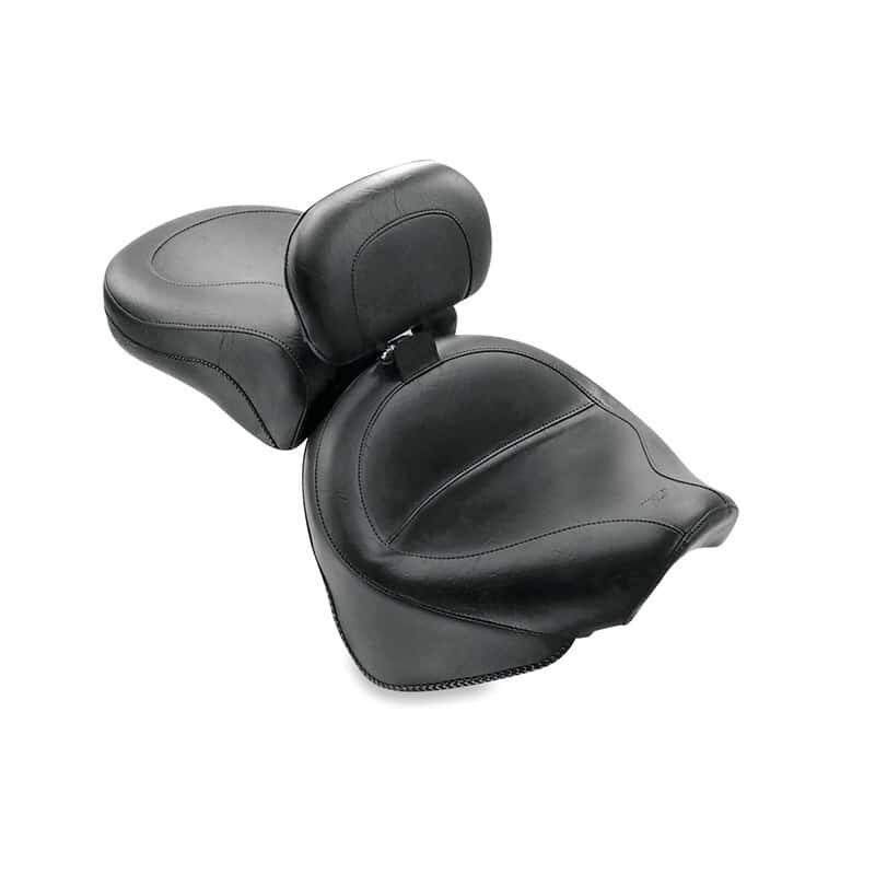 Mustang Motorcycle — Mustang 99-11 Yamaha V-Star 1100 Custom Wide Touring 2PC Seat w/Driver Backrest - Black - view 2