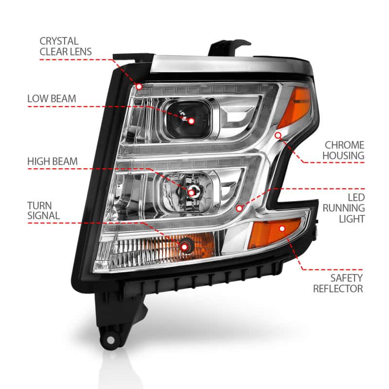 ANZO — ANZO 2015-2020 Chevy Tahoe Projector Headlights Plank Style Chrome w/DRL
Head Light Set
HdLtSet - view 6