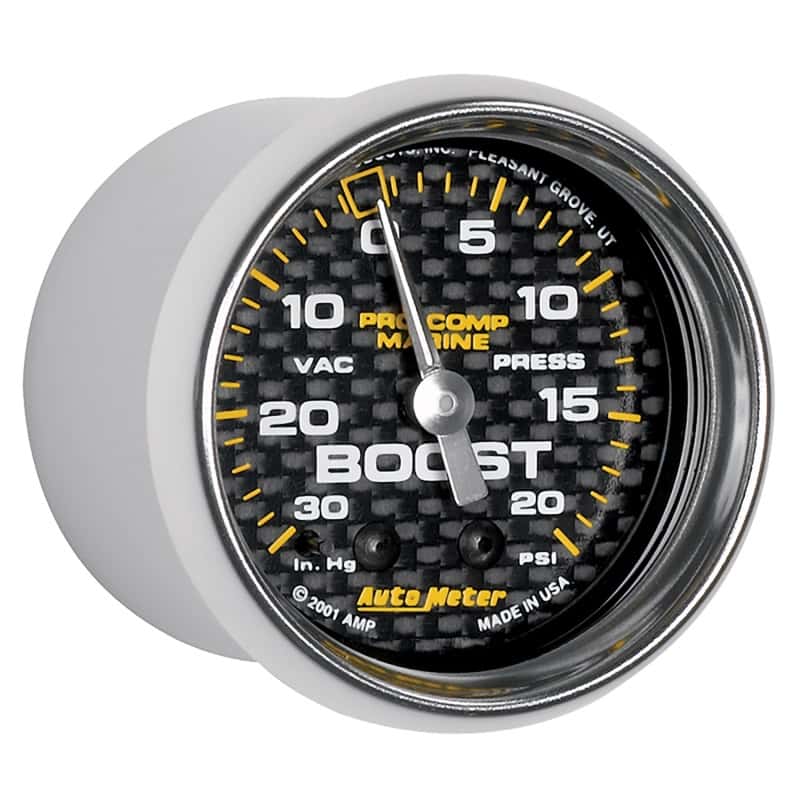 AutoMeter — Autometer Marine Carbon Fiber 2-1/16in 30INHG/20PSI Mechanical Vacuum/Boost Gauge
GA 2" BST 20 M MCF - view 6