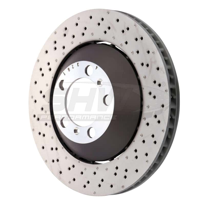 SHW Performance — SHW 16-19 Porsche 911 GT3 RS w/o Ceramics Left Frt Drill-Dimp Lightweight Brake Rotor (99135140581) - view 1