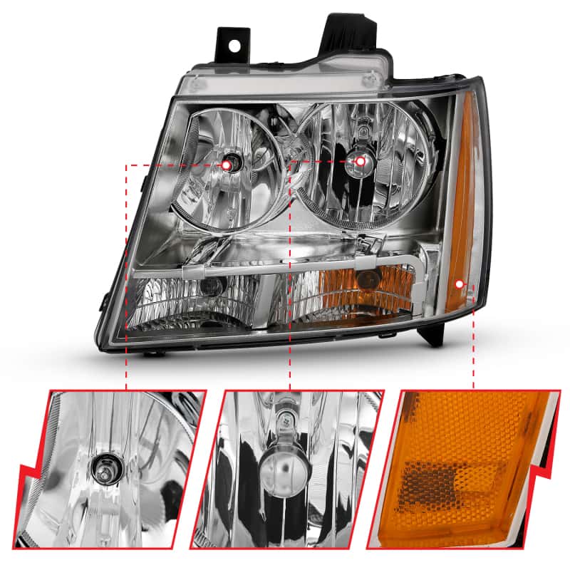 ANZO — ANZO 2007-2014 Chevy Tahoe Crystal Headlight Chrome Amber(OE)
Head Light Set - view 8