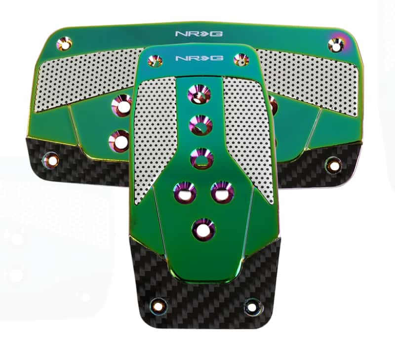 NRG — NRG Aluminum Sport Pedal A/T - Silver w/Neochrome Carbon - view 1