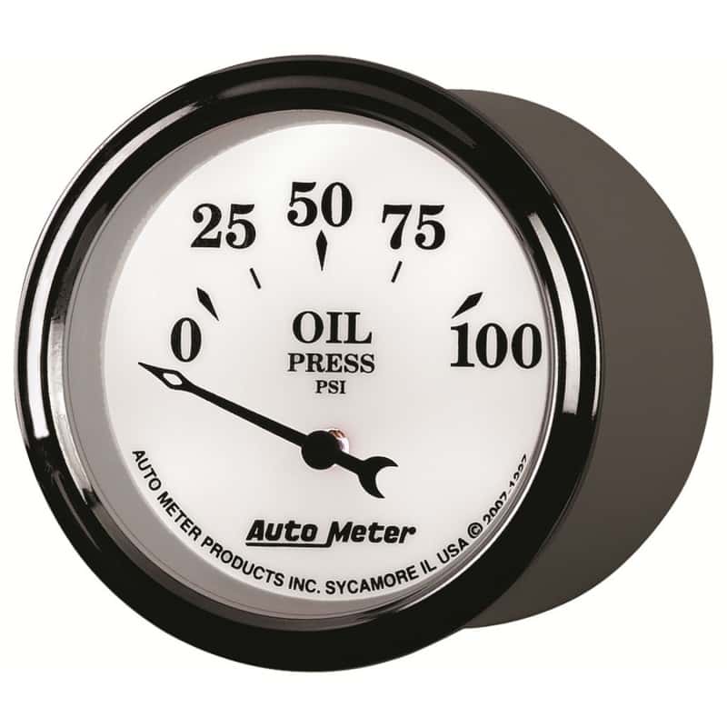 AutoMeter — AutoMeter Gauge Oil Press 2-1/16in. 100PSI Elec Old Tyme White II
2-1/16" OIL PRESS, 0 - view 9