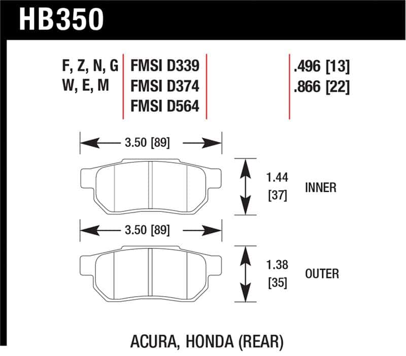 Hawk Performance — Hawk 90-01 Acura Integra (excl Type R) / 98-00 Civic Coupe Si HPS Street Rear Brake Pads
Disc Brake Pad - view 1