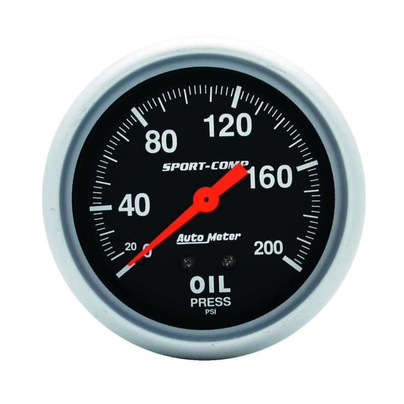 AutoMeter — Autometer 2-5/8in 200 PSI Mechanical Sport-Comp Oil Pressure Gauge
2-5/8" OIL PRESS, 0- - view 1
