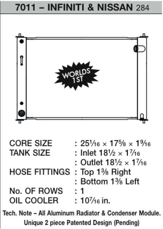 CSF — CSF 08-13 Nissan 370Z A/T Radiator
CSF Radiator - view 3