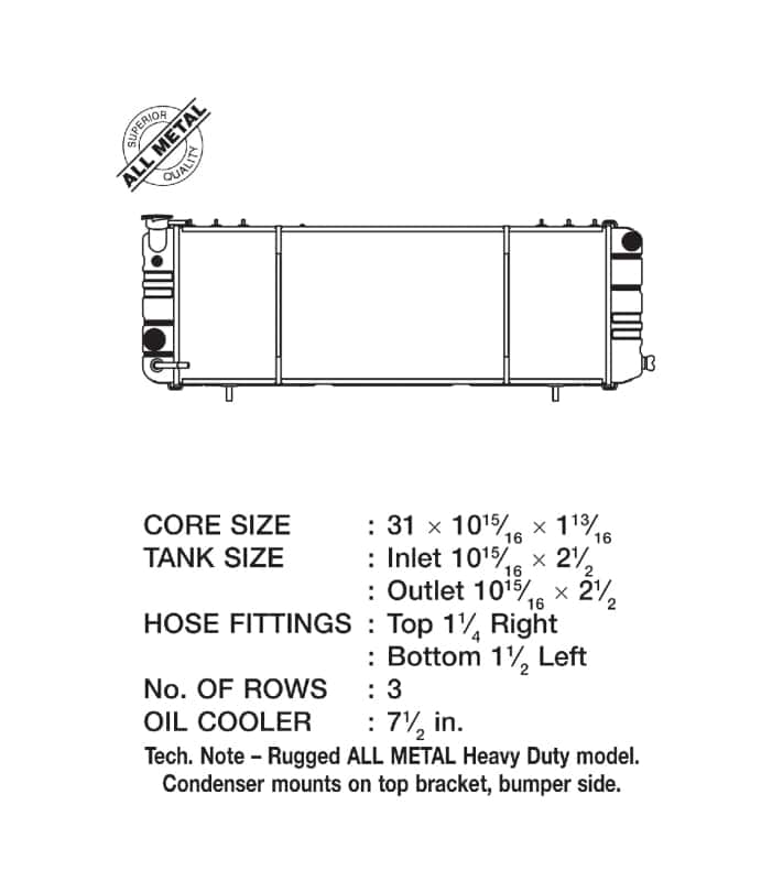 CSF — CSF 91-01 Jeep Cherokee 4.0L (LHD Only) Heavy Duty 3 Row All Metal Radiator
CSF Radiator - view 5