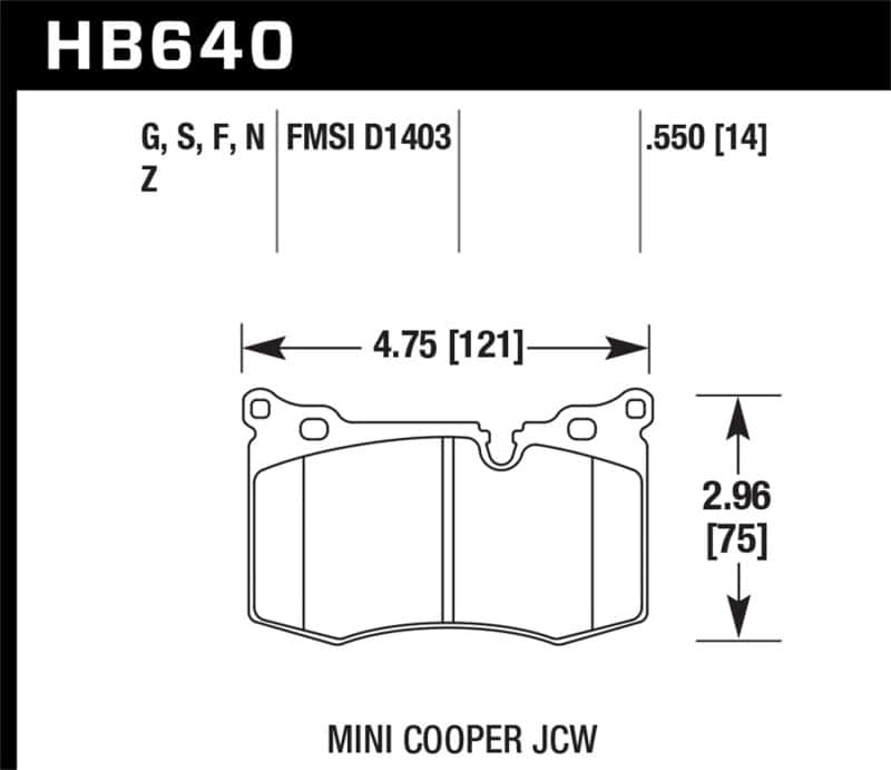Hawk Performance — Hawk 09-15 Mini Cooper John Cooper Works DTC-60 Race Front Brake Pads
Disc Brake Pad - view 1