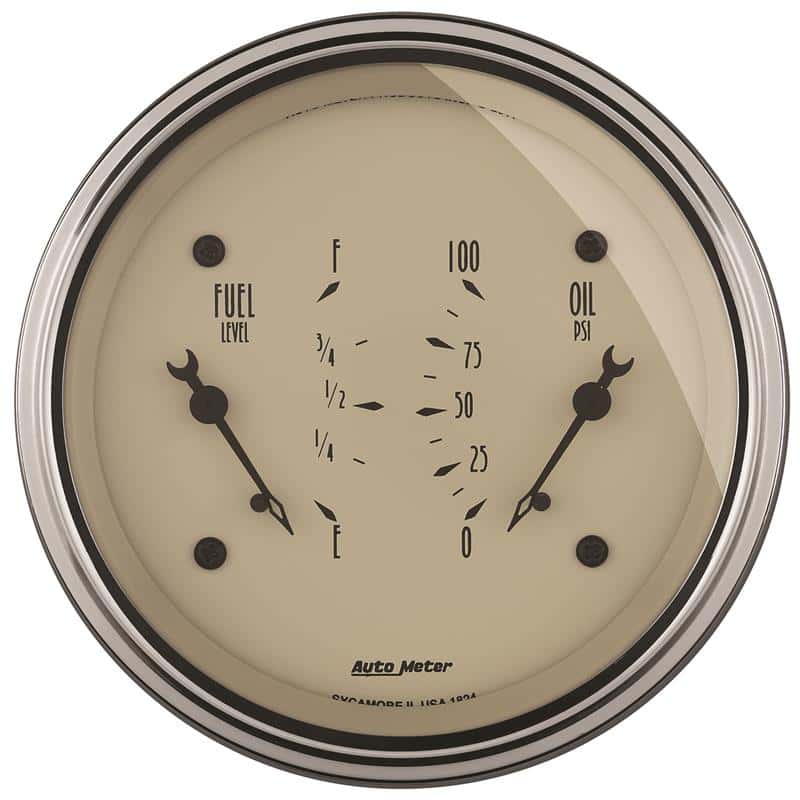 AutoMeter — AutoMeter Gauge Dual Fuel & Oilp 3-3/8in. 0 Ohm(e) to 90 Ohm(f)& 100PSI Elec Antique Beige
GA 3.4" OIL/FU 90 AB - view 2