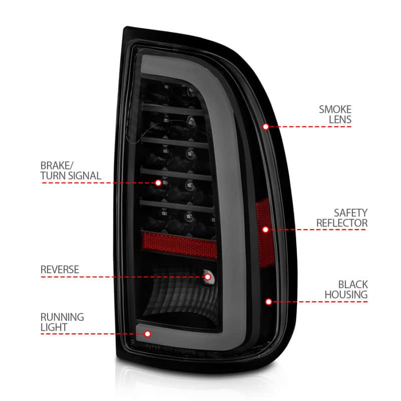 ANZO — ANZO 00-06 Toyota Tundra (Std. Bed/Reg Cab) LED Taillights w/Light Bar Black Housing Smoke Lens - view 11