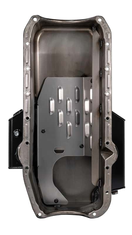 Moroso — Moroso 80-85 Chevy SBC/Dart (w/2 Pc Seal/Low Clearance) Wet Sump 7qt 7in Steel Oil Pan - Black - view 2