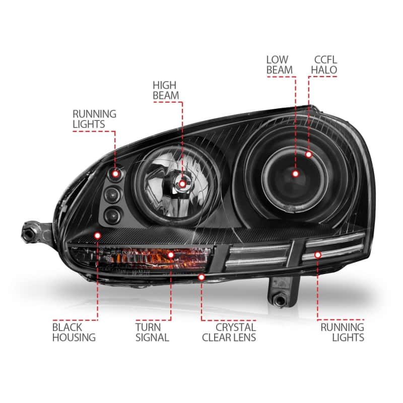 ANZO — ANZO 2006-2009 Volkswagen Rabbit Projector Headlights w/ Halo Black (CCFL)
Head Light Set
HdLtSet - view 5