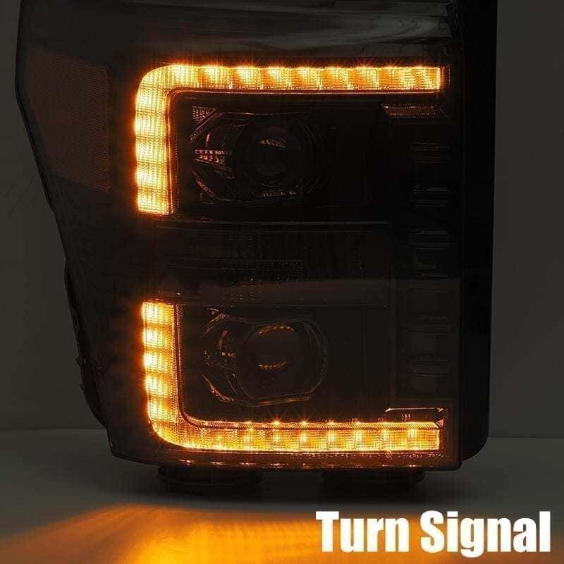 AlphaRex — AlphaRex 11-16 Ford F-350 SD LUXX LED Proj Headlights Plank Style Black w/Activ Light/Seq Signal
Projector Headlights - view 6