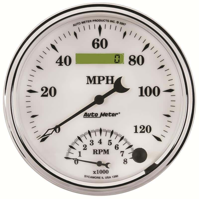 AutoMeter — AutoMeter Gauge Tach/Speedo 5in. 120MPH & 8K RPM Elec. Program Old Tyme White II
5" TACH/SPEEDO COMBO - view 2