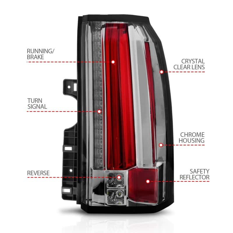 ANZO — ANZO 2015-2017 GMC Yukon/Yukon XL LED Taillights Chrome
Tail Light Set
TailLightSet - view 5