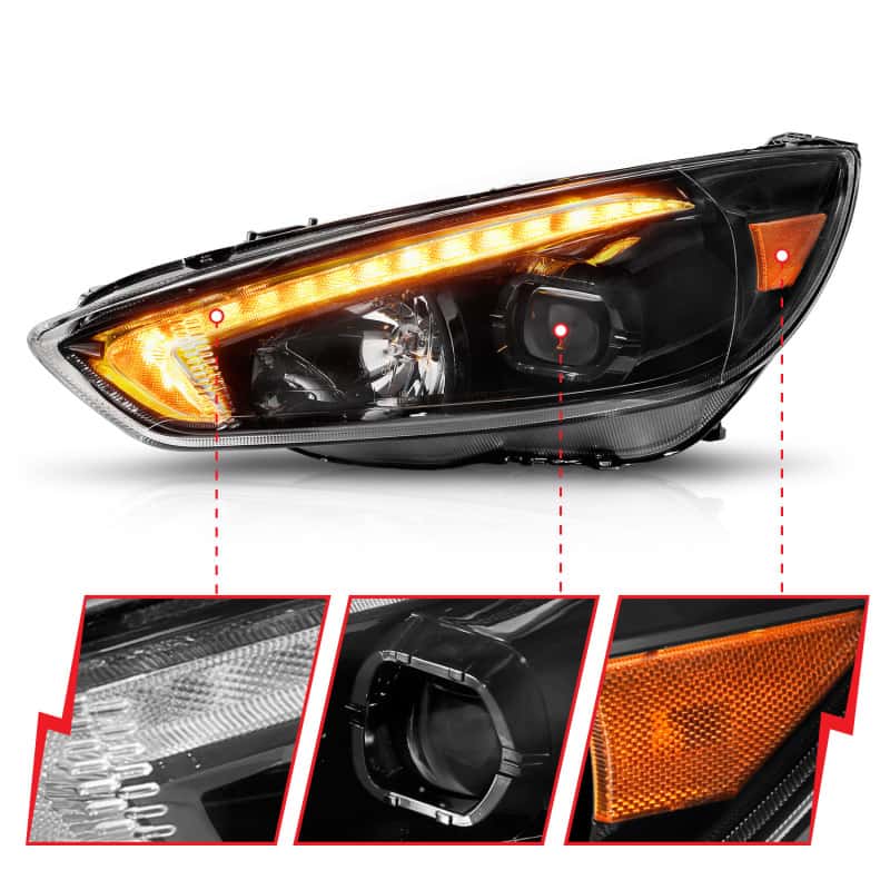 ANZO — ANZO 15-18 Ford Focus Projector Headlights - w/ Light Bar Switchback Black Housing
Head Light Set
HdLtSet - view 9