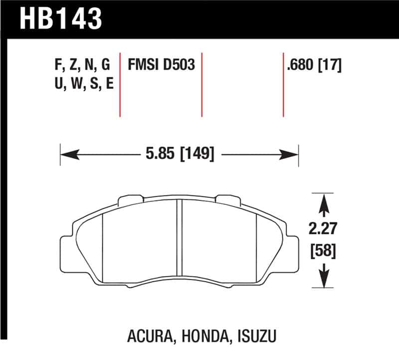 Hawk Performance — Hawk 97-01 Honda Prelude HPS Street Front Brake Pads
Disc Brake Pad - view 1