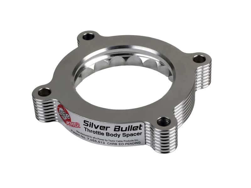aFe — aFe 11-14 Ford Mustang/ 11-14 Ford F-150 V6 3.7L Silver Bullet Throttle Body Spacer - Silver
Throttle Body Spacer - view 1