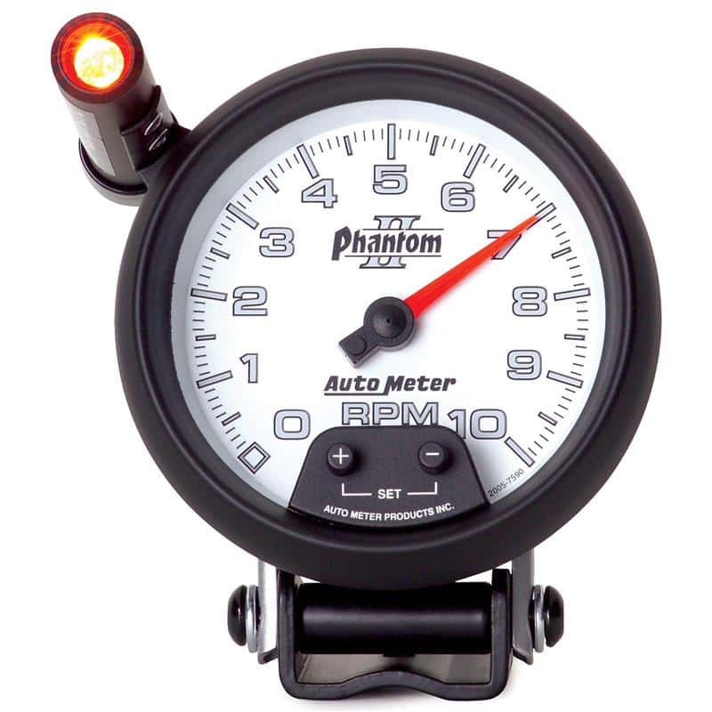 AutoMeter — Autometer Phantom II 3.75in Pedestal Mount 10k RPM w/ Ext. Shift-Lite Tachometer
3-3/4" TACH, 10,000 - view 2