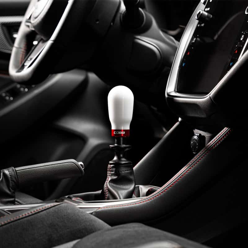 COBB — Cobb Subaru 6-Speed Tall Weighted COBB Shift Knob - White (Incl. Both Red + Blk Collars) - view 7