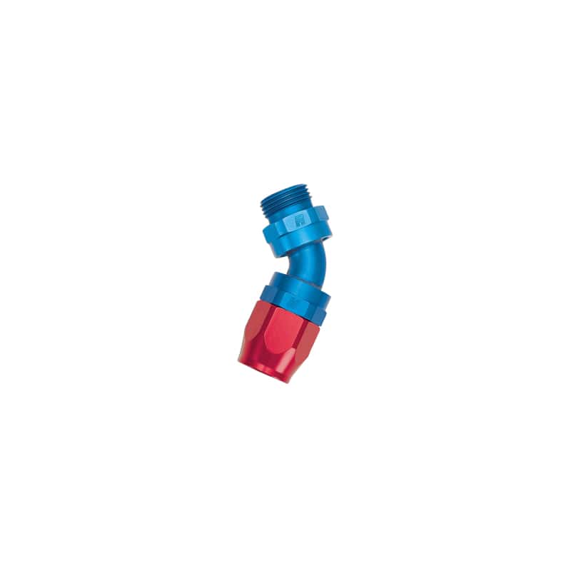 Russell — Russell Performance -10 AN Red/Blue 45 Degree Swivel Dry Sump Hose End (-8 Port 3/4in-16 Thread)
Hose Fitting - view 2