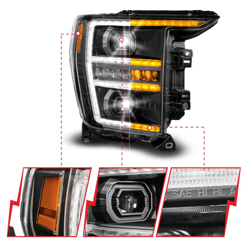ANZO — ANZO 21-23 Ford F150 LED Projector Headlight w/Switchback+Sequential - Black (Passenger Side Only)
Head Light Set
Headlights - view 5