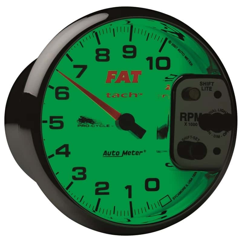 AutoMeter — Autometer Pro-Cycle Gauge Tach 5in 10K Rpm Shift- Lite 2&4 Cylinder White Fat Tach
5" 10KRPM SL FAT PC - view 3