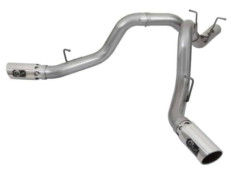 aFe — aFe Large Bore-HD 4in 409-SS DPF-Back Exhaust w/Dual Polished Tips 2017 GM Duramax V8-6.6L (td) L5P
DPF-Back Exhaust - view 1