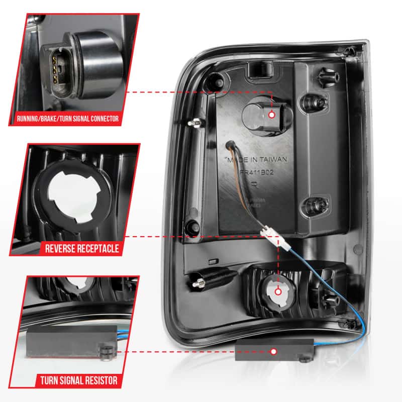 ANZO — ANZO 2004-2006 Ford F-150 LED Tail Lights w/ Light Bar Black Housing Clear Lens - view 5