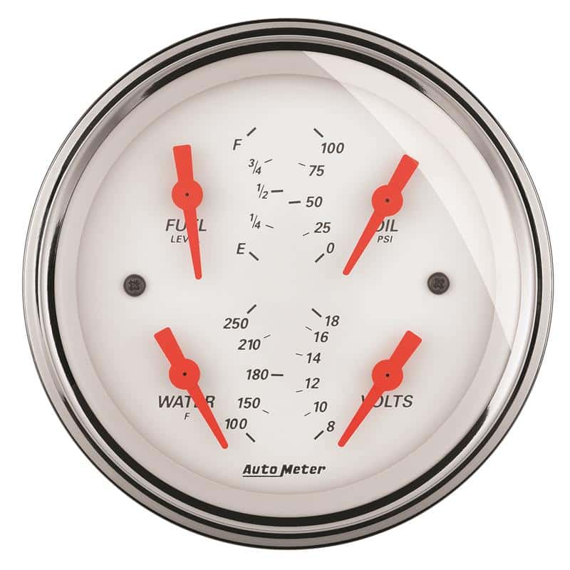 AutoMeter — AutoMeter Gauge Quad 3-3/8in. 0 Ohm(e) to 90 Ohm(f)Elec Arctic White
GA 3.4" QUAD 0-90 AW - view 1
