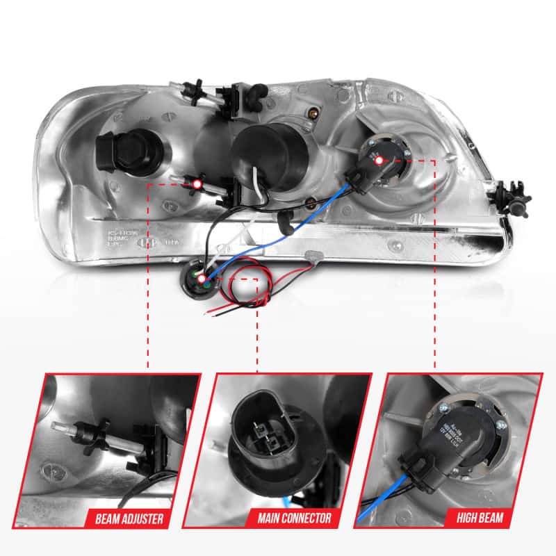 ANZO — ANZO 1997-2003 Ford F-150 Projector Headlights w/ Light Bar Black Housing
Head Light Set
HdLtSet - view 5
