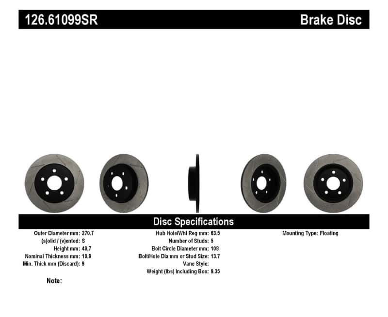 Stoptech — StopTech 13 Ford Focus ST Slotted Right Rear Rotor
Sport Slotted Rotor - view 6