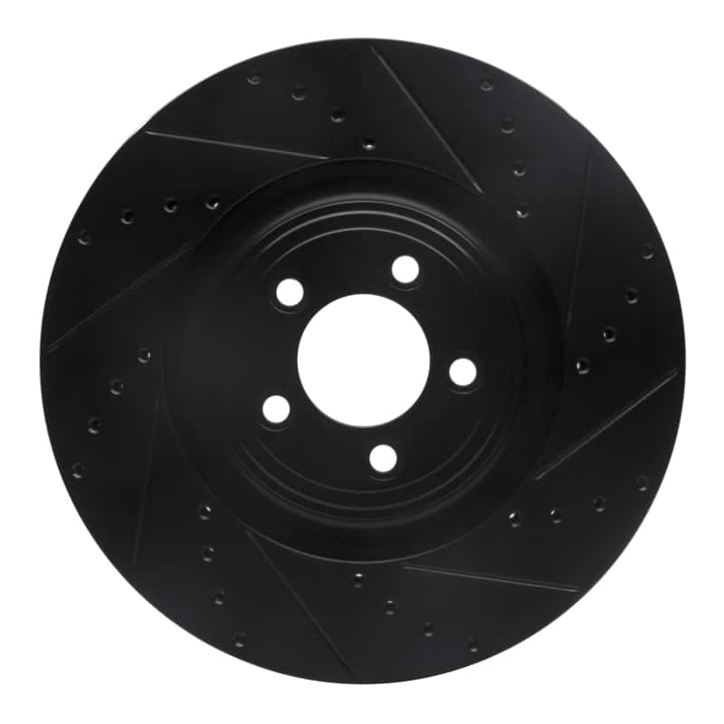 R1 Concepts — R1 06-21 Jaguar F-Type Front Right Drilled & Slotted Black Brake Rotor
R1 Brake Rotor Drill - view 1