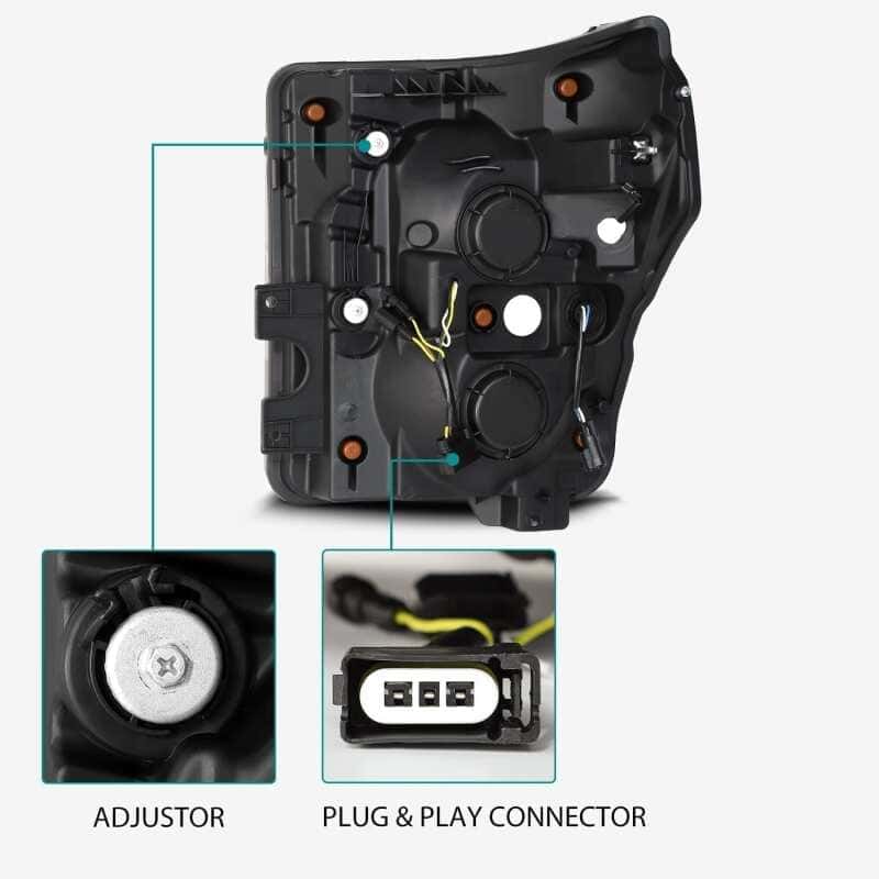 AlphaRex — AlphaRex 11-16 Ford F-350 SD LUXX LED Proj Headlights Plank Style Black w/Activ Light/Seq Signal
Projector Headlights - view 3