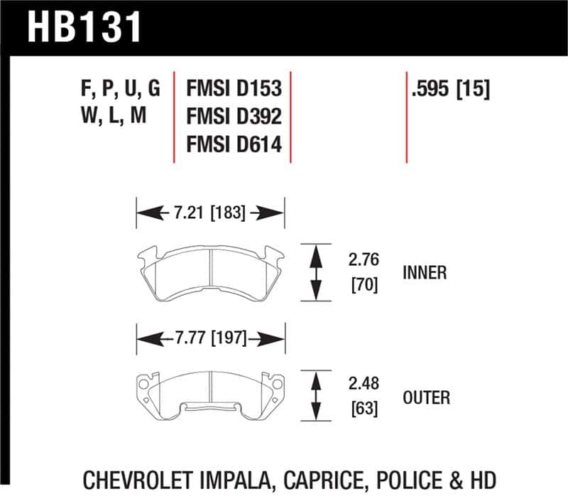Hawk Performance — Hawk 79-84 Chevrolet C20/C30/G30/K20 Black Race Front Brake Pads
Disc Brake Pad - view 1