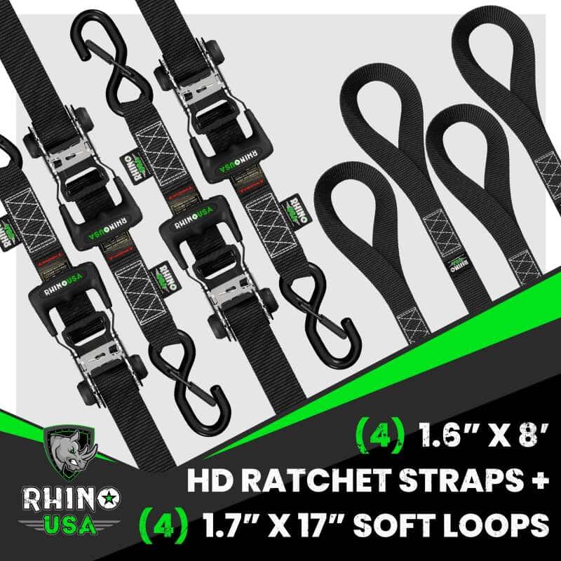 Rhino USA — Rhino USA Heavy Duty Ratchet Tie-Down 4-Pack (Black) 1.6In X 8Ft
Tie Down - view 2