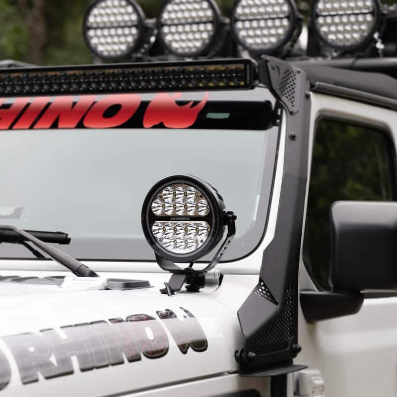Go Rhino — Go Rhino Xplor Blackout Series Round LED Driving Light w/DRL (Surface/Threaded Stud Mnt) 7in. - Blk
BLK-7"Light With DRL - view 5