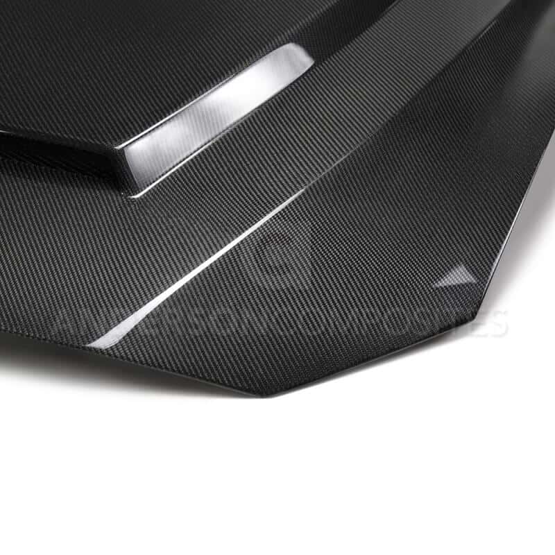 Anderson Composites — Anderson Composites 2018 Ford Mustang Super Snake Double Sided Carbon Fiber Hood - view 5