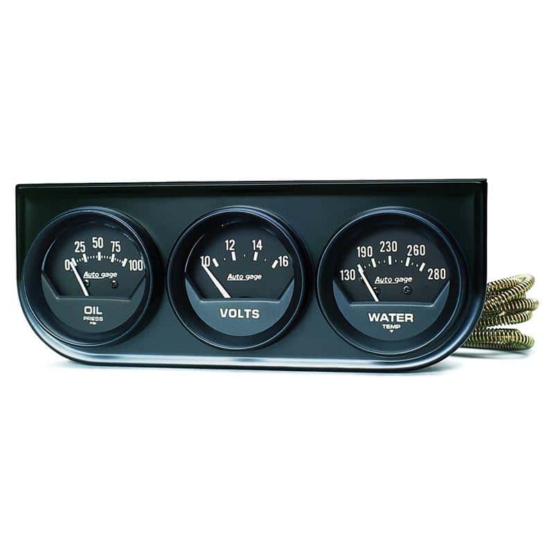 AutoMeter — Autometer AutoGage 2in 3-Gauge 0-100 PSI Oil Press/130-280 Deg Water Temp/10-16V Voltmeter - Black
3 GA PNL OP/WT/V M B - view 2