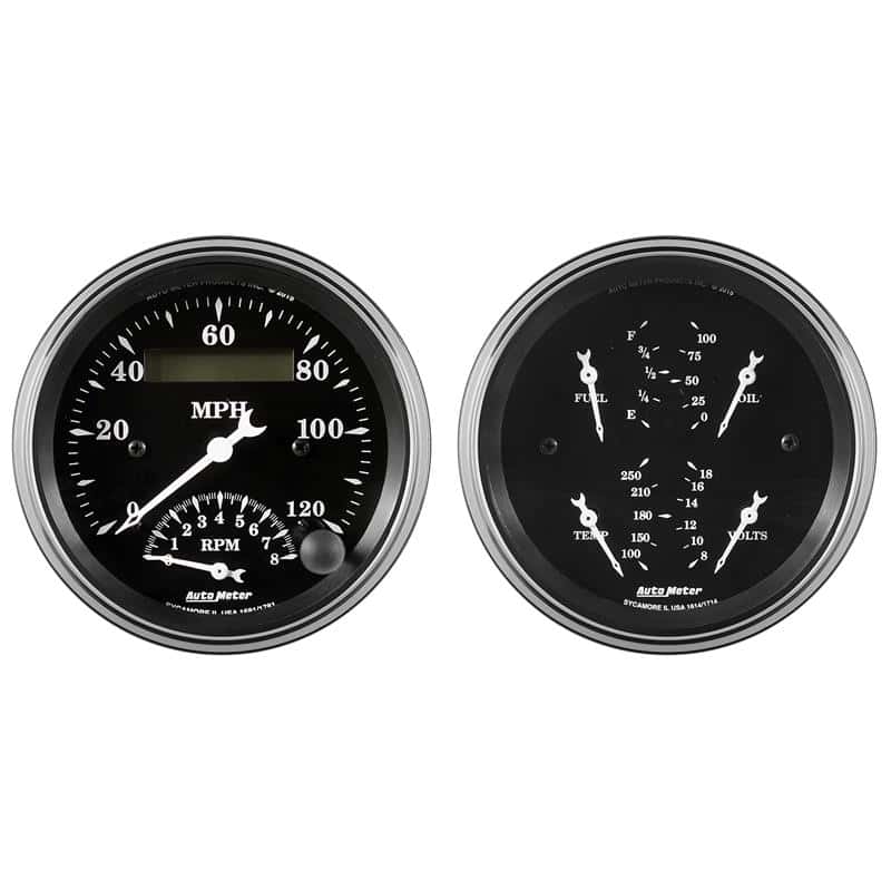 AutoMeter — Auto Meter Gauge Kit 2 pc. Quad & Tach/Speedo 3 3/8in Old Tyme Black
3-3/8" QUAD & SPEEDO - view 1