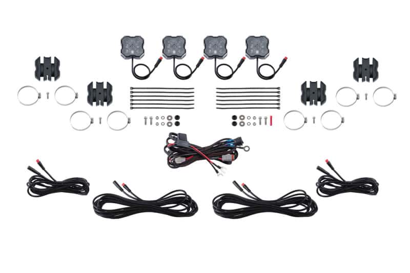 Diode Dynamics — Diode Dynamics Stage Series SXS Rock Light Installer Kit RGBW M8 (4-pack) - view 1