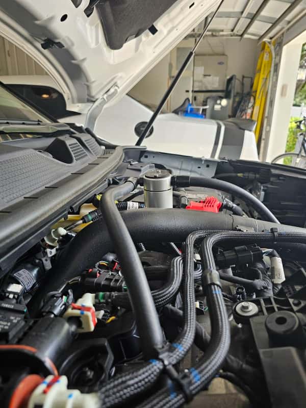 J&L — J&L 23-25 Ford Ecoboost 2.0 Oil Separator PCV Side - Clear Anodized
Oil Separator - view 3