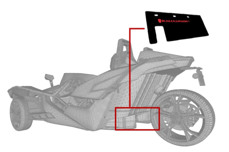 Rally Armor — Rally Armor 15-24 Polaris Slingshot Rear Swingarm Black UR Mud Flap w/Orange Logo (MOQ 200 PCS)
Mud Flap - view 3