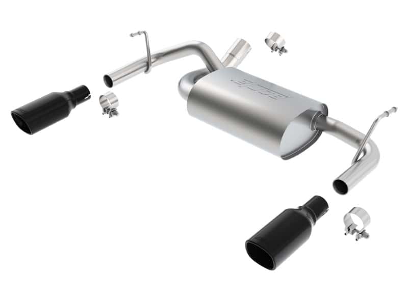 Borla — Borla 12-16 Jeep Wrangler 3.6AT/MT 4WD 2+4DR S/ SQ /RL/AC SR 2.5in, 2in Tip 3.5 sqx8 Black Chrome
Axle-Back System
ExhstSysKt - view 1