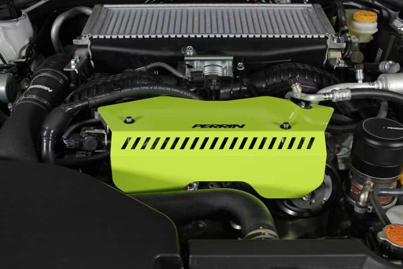Perrin Performance — PERRIN 22-25 Subaru WRX Pulley Cover - Neon Yellow (TALL - For Use w/o PERRIN AOS) - view 5