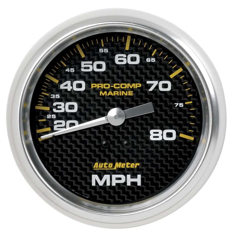 AutoMeter — Autometer Gauge Speedometer 3-3/8in 80MPH Mechanical Marine Carbon Fiber
3.4" SPD MECH 80 MCF - view 1