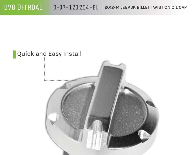 DV8 Offroad — DV8 Offroad 2012-14 Jeep JK Twist On Billet Oil Cap
Cap - view 2