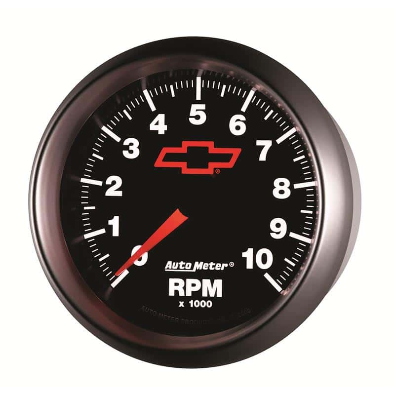 AutoMeter — AutoMeter Gauge Tachometer 3-3/8in. 10K RPM In-Dash Chevy Red Bowtie Black
3-3/8" TACH, 10,000 - view 5